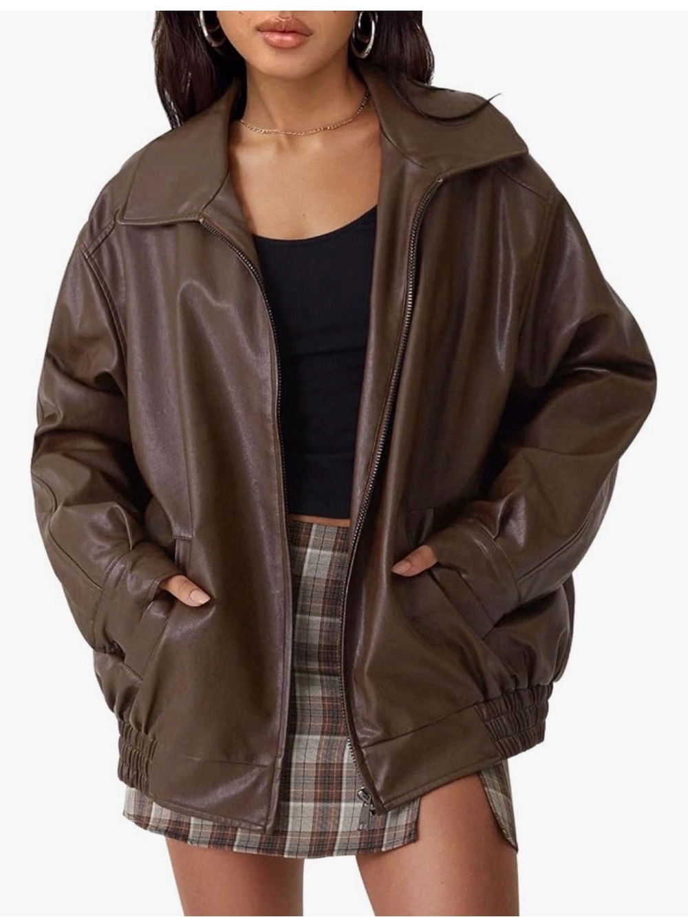 Brown oversized faux jacket XS - Picture 5 of 7